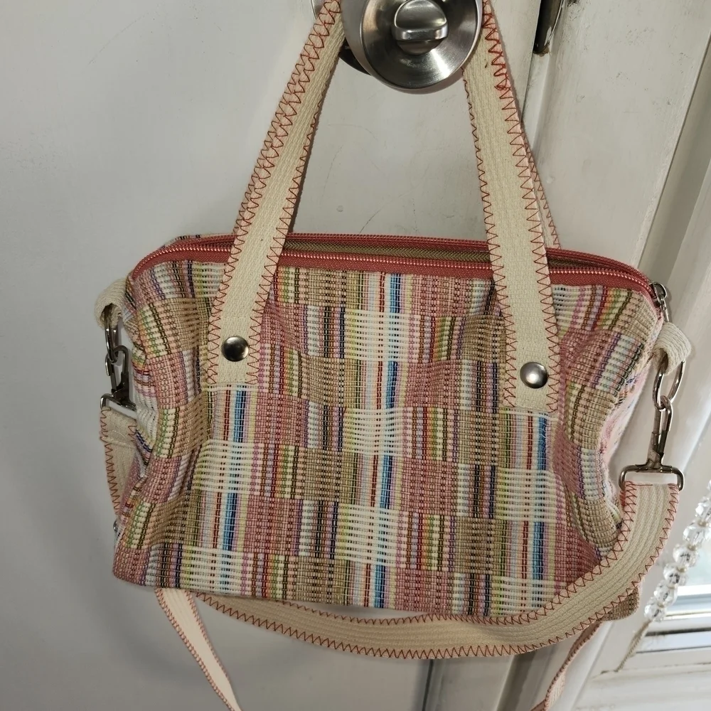 NWOT Colorful Striped Women's Bag with Elephant Design